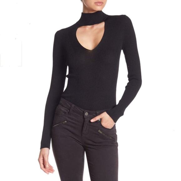 360 CASHMERE Evelina Cutout Turtleneck Sweater. Black - Picture 11 of 11